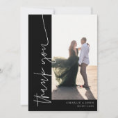 Chique Moderne Eenvoudige Foto Zwart-wit Bruiloft Bedankkaart (Voorkant)