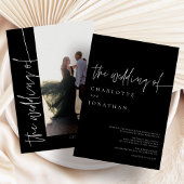 Chique Moderne Eenvoudige Foto Zwart-wit Bruiloft Kaart