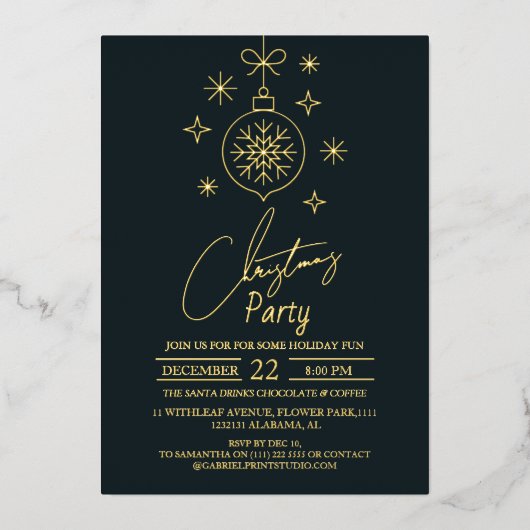 Chique Moderne Elegante Script Kerstfeest Folie Uitnodiging (Voorkant)