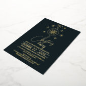 Chique Moderne Elegante Script Kerstfeest Folie Uitnodiging (Gedraaid)