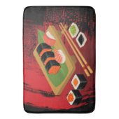 Chique Moderne Elegante Zwarte & Rode Sushi Badmat (Voorkant Verticaal)