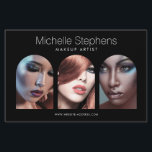 Chique moderne foto trio make-up artiest zwart flyer<br><div class="desc">Verhoog uw merk en promoties met onze aanpasbare flyer-sjabloon, ontworpen om boetieks, make-upartiesten, schoonheidssalons, fotografen, online winkels en nog veel meer te boeien. Met ons slanke en minimalistische ontwerp staat uw bedrijfsnaam prominent bovenaan, zodat uw doelgroep meteen in de gaten wordt gehouden. Met drie elegant gebogen foto plaatsaanduidingen die je...</div>