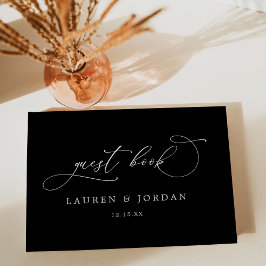 Chique moderne foto zwart & wit bruiloft gastenboek