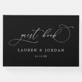 Chique moderne foto zwart & wit bruiloft gastenboek (Voorkant)