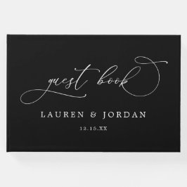 Chique moderne foto zwart & wit bruiloft gastenboek