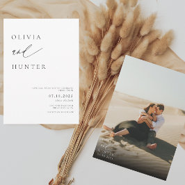 Chique moderne foto zwart & wit bruiloft kaart