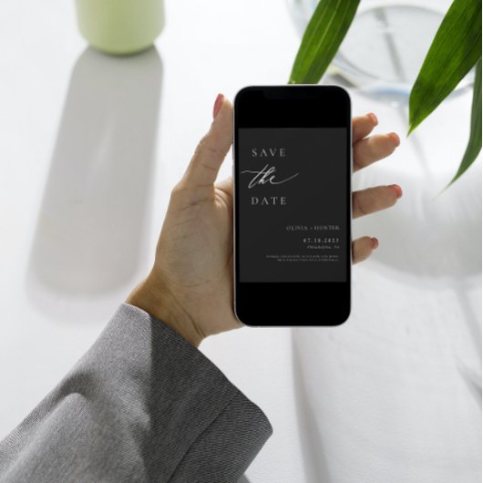 Chique moderne foto zwart & wit bruiloft save the date