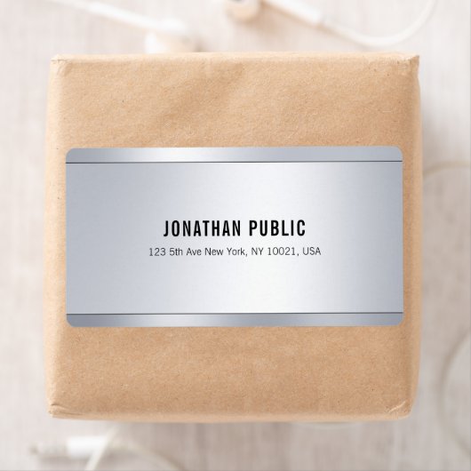 Chique Moderne Glamour Zilveren Verzendadres Etiket (Insitu)