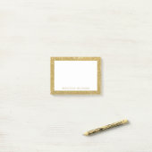 Chique moderne gouden glitter gepersonaliseerd post-it® notes (Op bureau)
