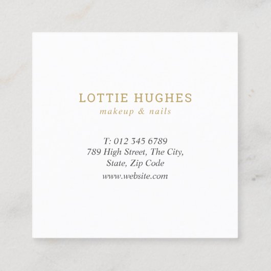 Chique moderne gouden glitter vierkante visitekaartje (Achterkant)