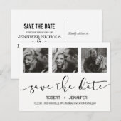 Chique moderne handgetekende save the date foto aankondigingskaart (Voorkant / Achterkant)