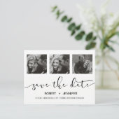 Chique moderne handgetekende save the date foto aankondigingskaart (Staand voorkant)