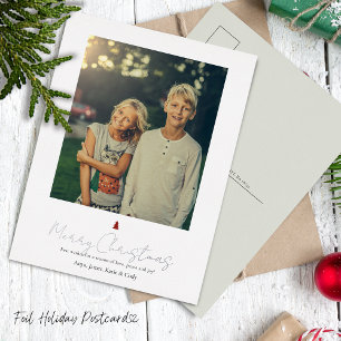 Chique moderne handlettering enkele foto folie feestdagen briefkaart