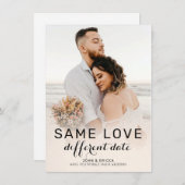 Chique moderne kalligrafie foto uitstel van de bru aankondiging (Voorkant / Achterkant)