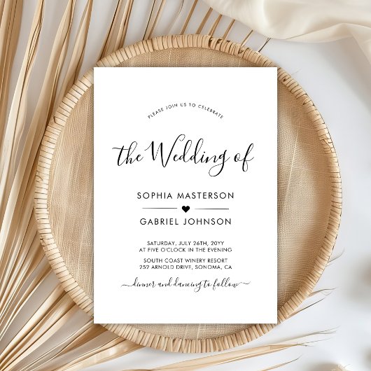 Chique moderne kalligrafie hart QR code bruiloft Kaart