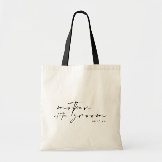 Chique moderne kalligrafie moeder van de bruidegom tote bag (Voorkant)