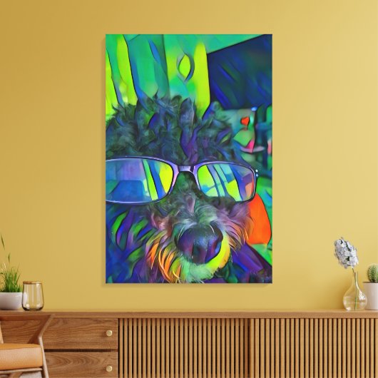 Chique moderne kleurrijke levendige grappige golde canvas afdruk (Insitu (Woonkamer))