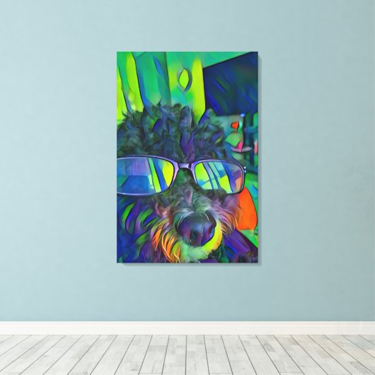 Chique moderne kleurrijke levendige grappige golde canvas afdruk (Insitu (Houten vloer))