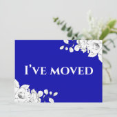 Chique moderne koninklijk blauwe en witte bloem I' Aankondiging (Staand voorkant)