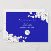 Chique moderne koninklijk blauwe en witte bloem I' Aankondiging (Achterkant)