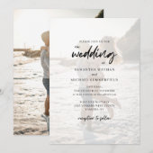 Chique moderne koppels fotoscript bruiloft kaart (Voorkant / Achterkant)