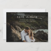 Chique moderne kustbruiloftsfoto save the date (Voorkant)