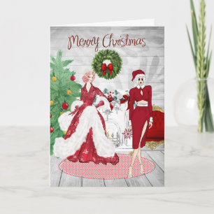 Chique moderne lesbische koppel kerstkaart kaart