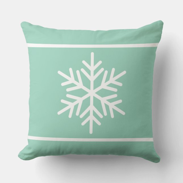 Chique moderne lichte turquoise witte strepen snee kussen (Voorkant)