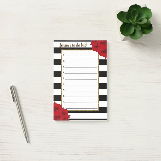 Chique moderne luxe rode rozen te doen lijst post-it® notes (Kantoor)