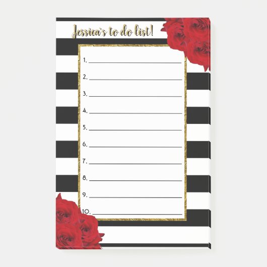 Chique moderne luxe rode rozen te doen lijst post-it® notes (Voorkant)