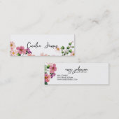 chique moderne make-up artiest waterverf roze bloe mini visitekaartje (Voorkant / Achterkant)