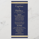 Chique moderne marine blauw goud luxe bruiloft pro programmakaart (Voorkant)