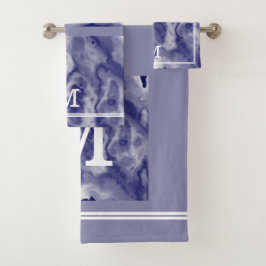 Chique moderne marine en stoffig blauw marmer mono bad handdoek