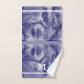 Chique moderne marine en stoffig blauw marmer mono bad handdoek (Handdoek)