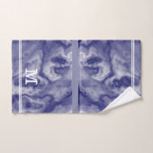 Chique moderne marine en stoffig blauw marmer mono bad handdoek (Handdoek)