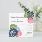 Chique moderne marine roze groene bloemblaadjes kaart (Staand voorkant)