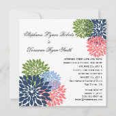 Chique moderne marine roze groene bloemblaadjes kaart (Voorkant)