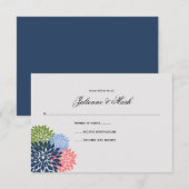 Chique moderne marine roze groene bloemblaadjes RS RSVP Kaartje (Voorkant / Achterkant)