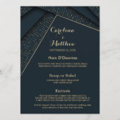 Chique moderne marineblauwe gouden luxe Trouwmenu Menu (Voorkant)