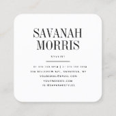 Chique moderne minimale eenvoudige professionele f vierkante visitekaartje (Achterkant)