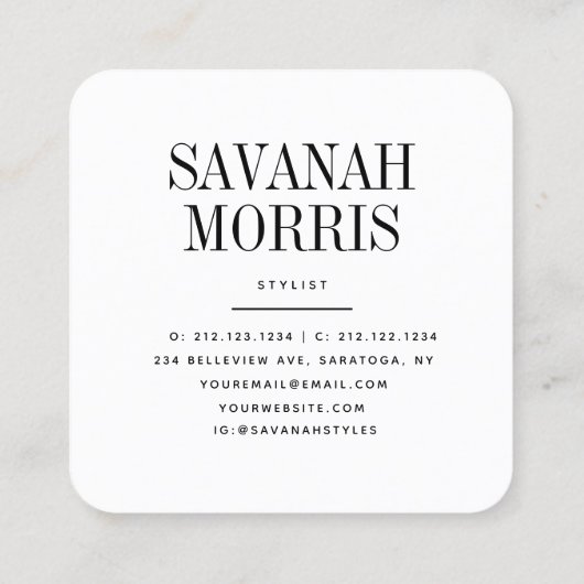 Chique moderne minimale eenvoudige professionele f vierkante visitekaartje (Achterkant)