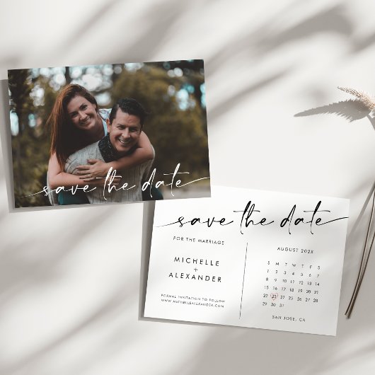 Chique moderne minimalistische bruiloft Save the D Date