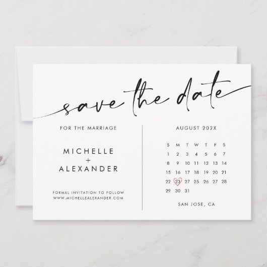 Chique moderne minimalistische bruiloft Save the D Save The Date (Voorkant)