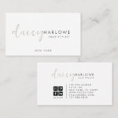 Chique moderne minimalistische haarstyliste visitekaartje (Voorkant / Achterkant)