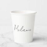 Chique moderne minimalistische handgeschreven naam papieren bekers<br><div class="desc">Chique moderne minimalistische hand geletterde naam papieren bekers. Stijlvol personaliseren met uw aangepaste naam.</div>