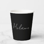 Chique moderne minimalistische handgeschreven naam papieren bekers<br><div class="desc">Chique moderne minimalistische hand geletterde naam papieren bekers. Stijlvol personaliseren met uw aangepaste naam.</div>