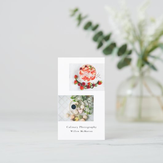 Chique moderne minimalistische typografie fotograf visitekaartje (Staand voorkant)