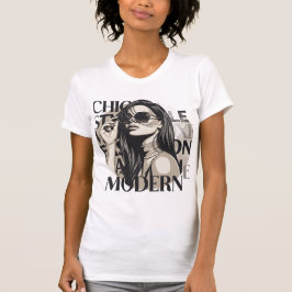 Chique Moderne Mode Silhouet Illustratie T-shirt