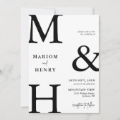 Chique Moderne Monogram Beginletter Zwart Wit Trou Kaart (Voorkant)