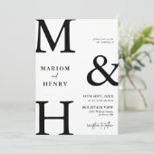 Chique Moderne Monogram Beginletter Zwart Wit Trou Kaart (Staand voorkant)